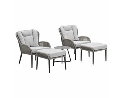 Garden Impressions Bentong loungestoelen incl. voetenbank - Fons bijzettafel Ø45x41 cm