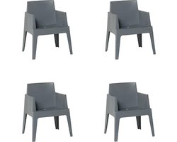 Garden Impressions Box Tuinstoel Donkergrijs - 4 stuks