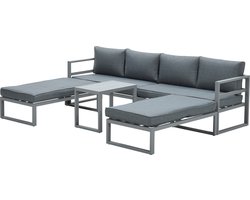 Garden Impressions  Bretagne loungeset 5-delig - aluminium - donker grijs/grijs
