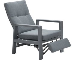 Garden Impressions Captain relax tuinstoel met voetensteun - aluminium - donker grijs/licht grijs