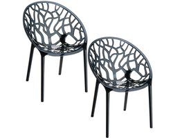Garden Impressions Crystal tuinstoel zwart - 2 stuks