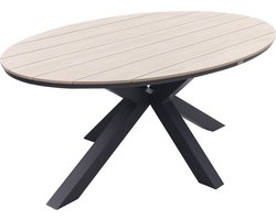 Garden Impressions Edison tafel - ovaal - 180x115 cm - carbon black - grey teak Vironwood