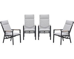 Garden Impressions Felini verstelbare tuinstoelen set van 4 – carbon black
