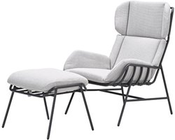 Garden Impressions Fresno loungestoel incl. voetenbank - donker grijs