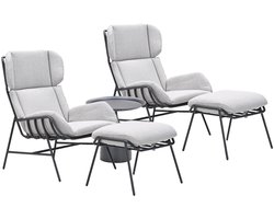 Garden Impressions Fresno loungestoelen donker grijs - Mati bijzettafel Ø50x48 cm