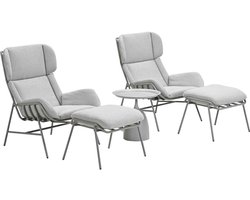 Garden Impressions Fresno loungestoelen taupe - Mati bijzettafel Ø50x48 cm