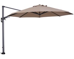 Garden Impressions Hawaii zweefparasol Ø350 cm - frame carbon black - taupe doek