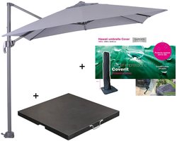 Garden Impressions Hawaii zweefparasol S 250x250 - donker grijs/licht grijs met 80 kg parasolvoet en parasolhoes