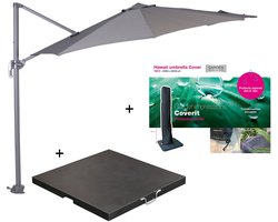 Garden Impressions Hawaii zweefparasol S Ø300 - donker grijs met 60 kg parasolvoet en parasolhoes