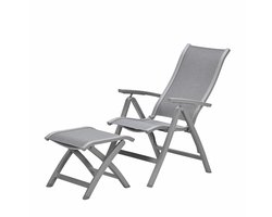 Garden Impressions Hilly tuinstoel verstelbaar taupe incl voetenbank