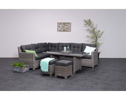 Garden Impressions Jaru lounge dining set incl. 2 krukjes - grijs