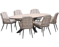 Garden Impressions Kalibo tuinset 7-delig natural - Tulli tuintafel 220x115 cm - light teak vironwood