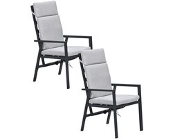 Garden Impressions Kasper tuinstoel verstelbaar donker grijs - 2 stuks