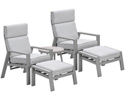 Garden Impressions Lora loungestoelen taupe - Lucas bijzettafel Ø50 cm