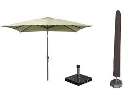 Garden Impressions Lotus parasolset 250x250 olijf met voet en hoes
