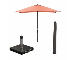 Garden Impressions Lotus stokparasol 250x250 cm - koper incl 40 kg Cosmo parasolvoet en parasolhoes