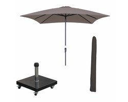 Garden Impressions Lotus stokparasol 250x250 cm - taupe incl 40 kg Eureka parasolvoet en parasolhoes