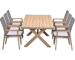 Garden Impressions Luando tuinset 7-delig - Tamako tuintafel 220x100 cm