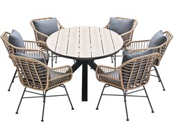 Garden Impressions Lucas tuinset 7-delig bruin - Tulli tuintafel 220x115 cm