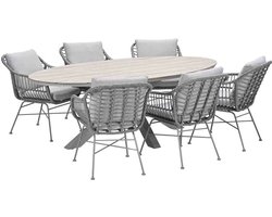 Garden Impressions Lucas tuinset 7-delig valley sand - Tulli tuintafel 220x115 cm - light teak vironwood