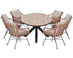 Garden Impressions Lucas tuinset bruin 7-delig - Tulli tuintafel ovaal 220x115 cm
