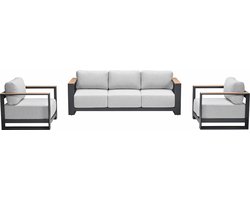 Garden Impressions Malakka loungeset 3 - delig carbon black/valley sand/light teaklook