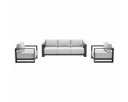 Garden Impressions Malakka loungeset 3 - delig carbon black/valley sand/light teaklook