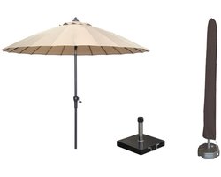 Garden Impressions Manilla parasolset taupe met voet 30 kg en hoes