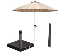 Garden Impressions Manilla stokparasol Ø250 cm - taupe incl parasolhoes en 40 kg Cosmo parasolvoet