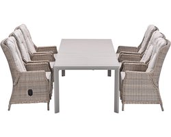 Garden Impressions Marbella verstelbare tuinset 7-delig vintage willow - Penang uitschuifbare tuintafel