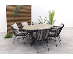 Garden Impressions Margriet / Edison Ovale 7-delige Tuinset - 220 x 115 cm.