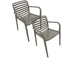 Garden Impressions Mees tuinstoel taupe - 2 stuks