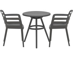 Garden Impressions Mira balkonset 3-delig - Faria tuintafel Ø60 cm - donker grijs