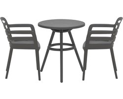 Garden Impressions Mira balkonset 3-delig - Faria tuintafel Ø60 cm - donker grijs