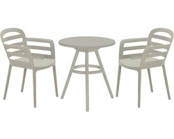 Garden Impressions Mira balkonset 3-delig - Faria tuintafel Ø60 cm - zand