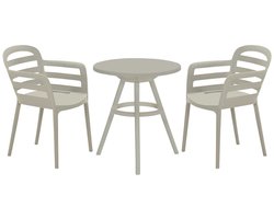 Garden Impressions Mira balkonset 3-delig - Faria tuintafel Ø60 cm - zand