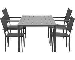 Garden Impressions Moon tuinset 5-delig donker grijs - Adana tuintafel 180x100 cm