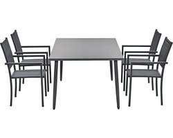 Garden Impressions Moon tuinset 5-delig donker grijs - Senna tuintafel 180x100 cm