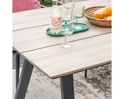 Garden Impressions Moon tuinset 7-delig donker grijs - Braga tuintafel 220x100 cm - light teak look