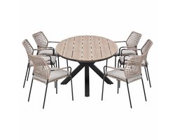 Garden Impressions Natas tuinset sand 7-delig - Tulli tuintafel ovaal 220x115 cm