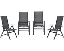 Garden Impressions Osaka verstelbare tuinstoelen set van 4 – carbon black / dark grey