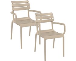 Garden Impressions Paris tuinstoel taupe - 2 stuks