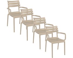 Garden Impressions Paris tuinstoel taupe - 4 stuks