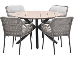 Garden Impressions Pemba tuinset 5-delig - Tulli tuintafel Ø122x75 cm - light teak vironwood