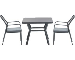 Garden Impressions Ross tuinset 3-delig zwart - Mina tuintafel 90x90 cm