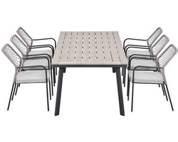 Garden Impressions Ross tuinset sand 7-delig - Penedo tuintafel 230x100 cm