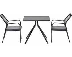 Garden Impressions Ross tuinset zwart 3-delig - Rimini tuintafel 80x80 cm