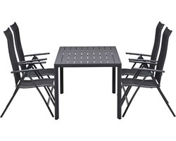 Garden Impressions Santos tuinset 5-delig - Kasper tuintafel 160x84 cm donker grijs