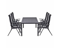 Garden Impressions Santos tuinset 7-delig - Kasper tuintafel 220x93 cm donker grijs