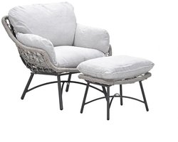 Garden Impressions Selene loungestoel incl voetenbank - rope taupe